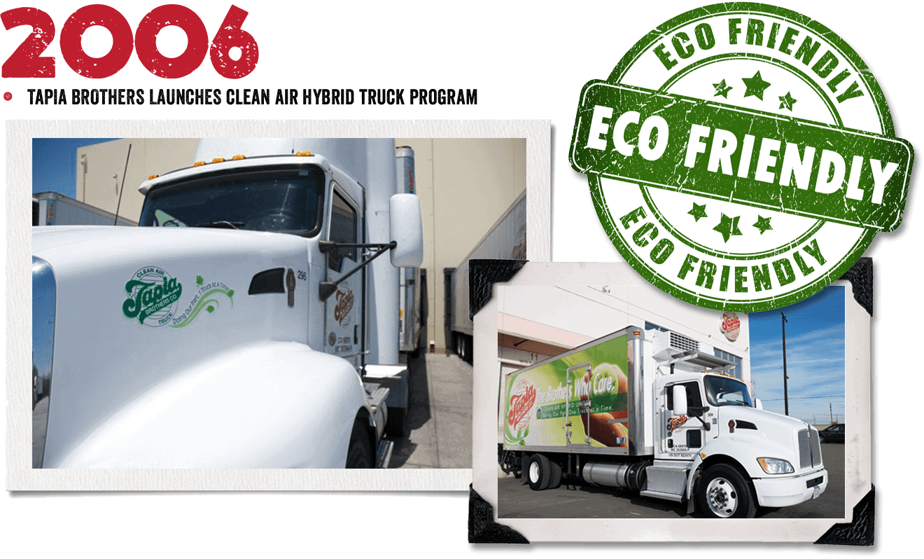 Tapia Brothers 2006: Tapia Brothers launches its Clean Air Hybrid Truck Program.